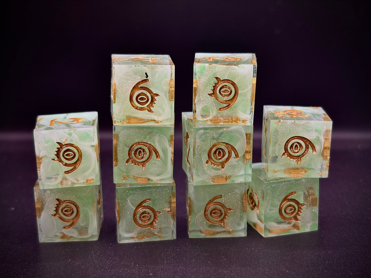 Excellent Mint (10d6 hand made dice set)