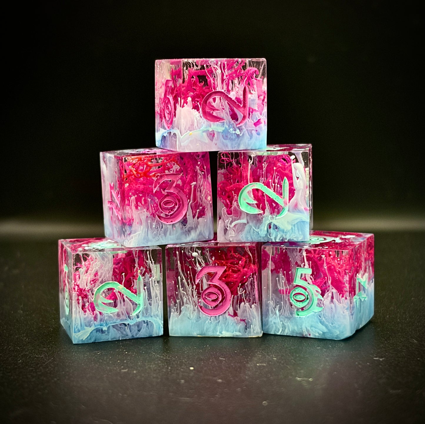 ADHDeepdive (6d6 handmade dice set)