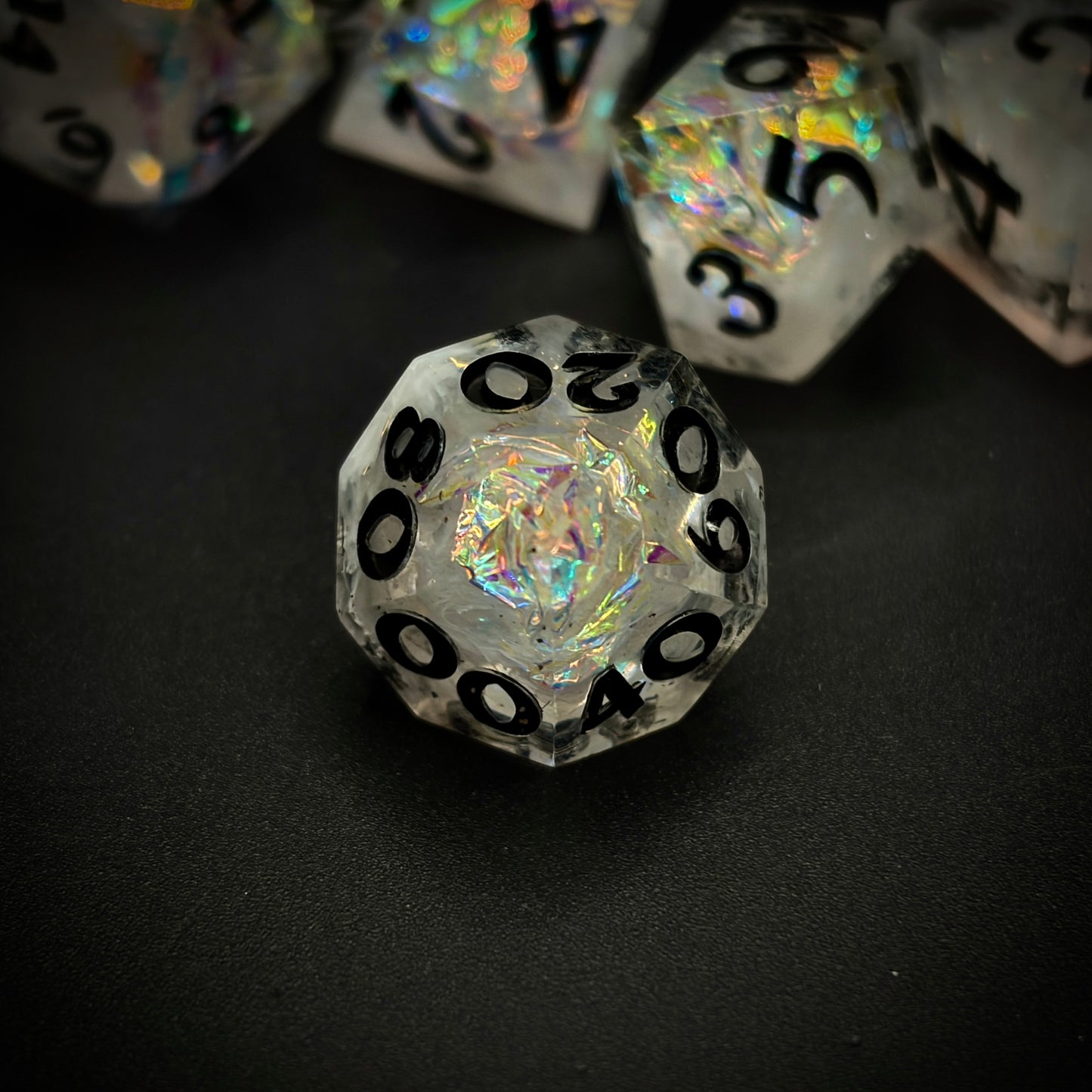 Zapping Nimbus (7 piece polyhedral hand made dice set)
