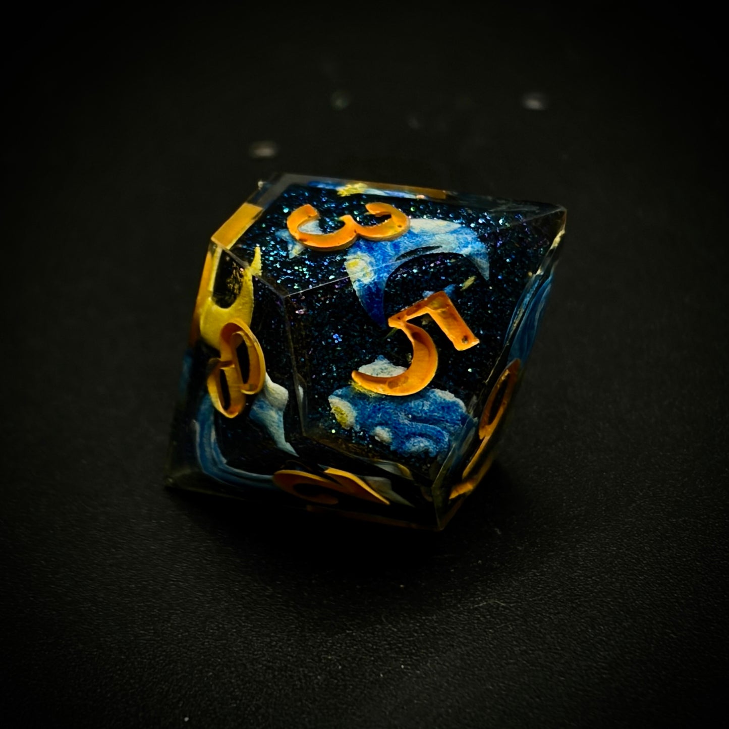 Caelestis Noctis (7 piece polyhedral hand made dice set)