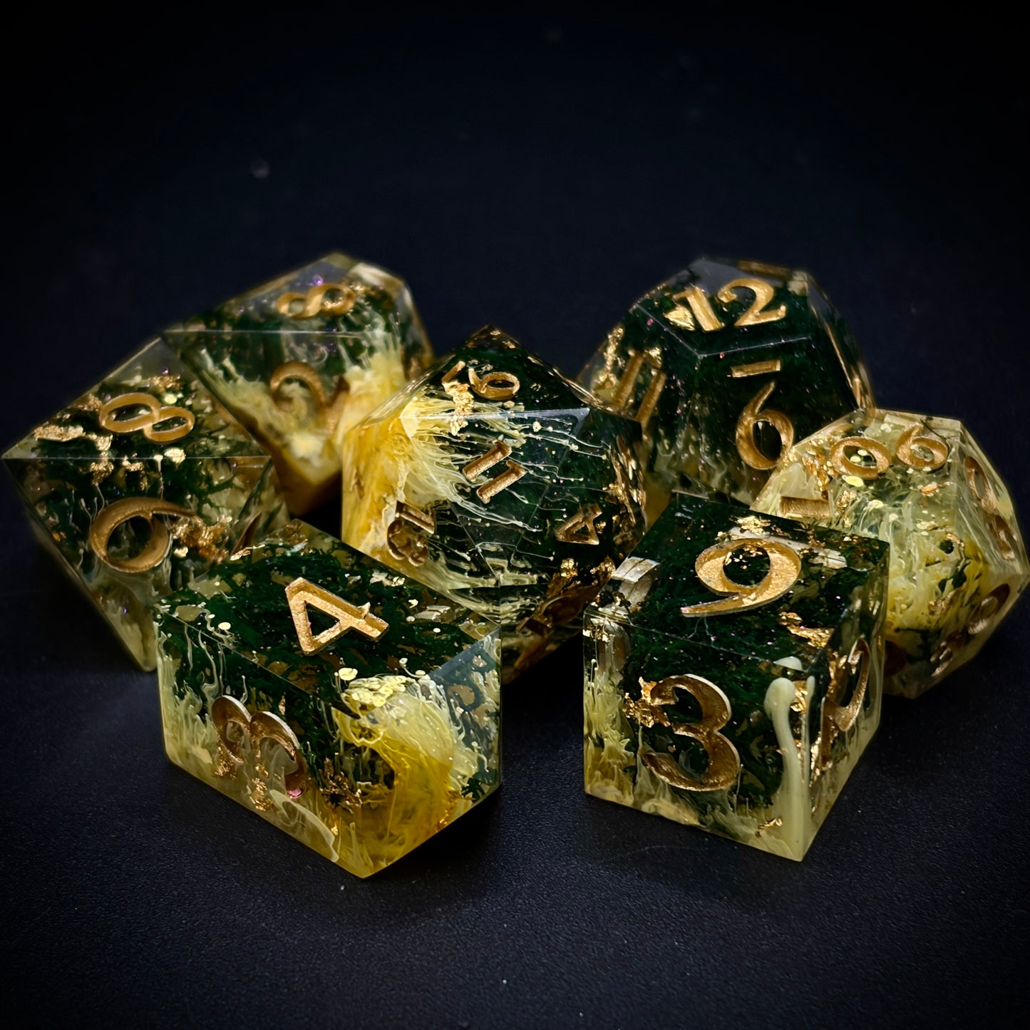 Creeping Surge (7 piece polyhedral hand made dice set)