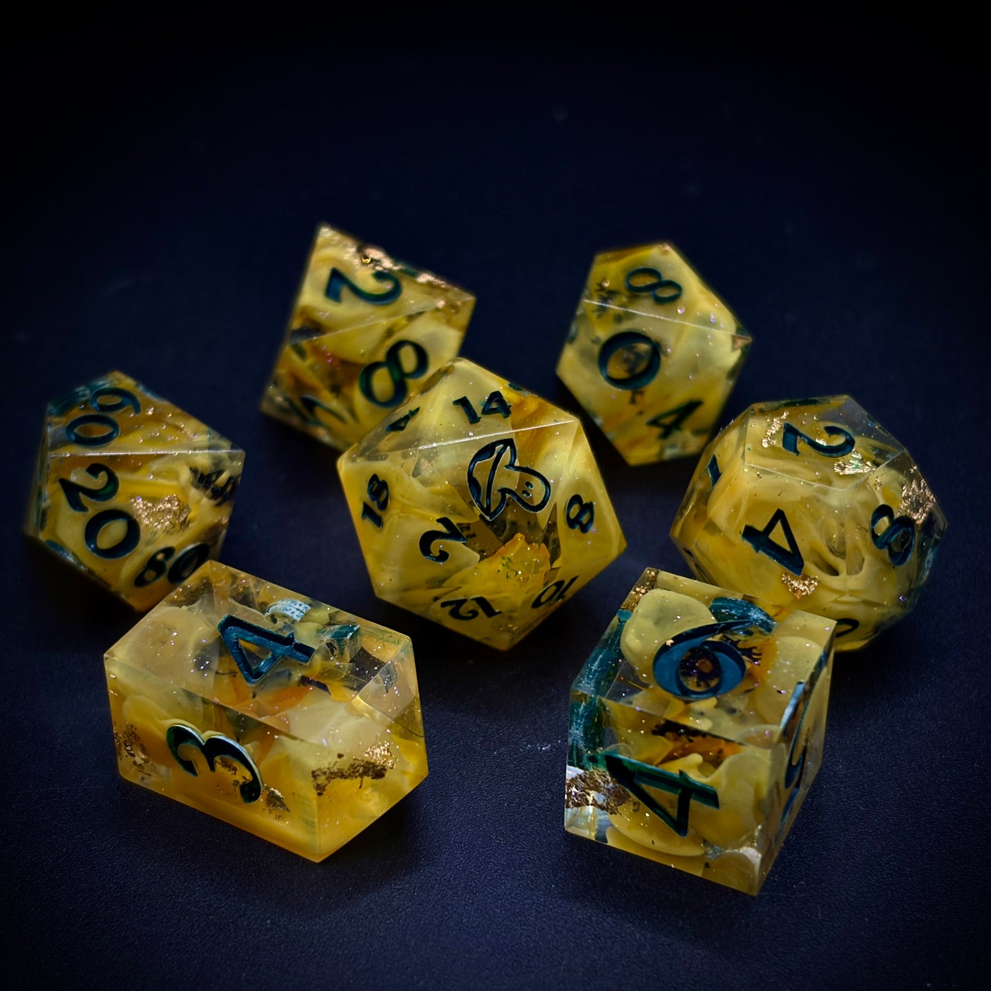 Drifting Charge (7 piece polyhedral hand made dice set)