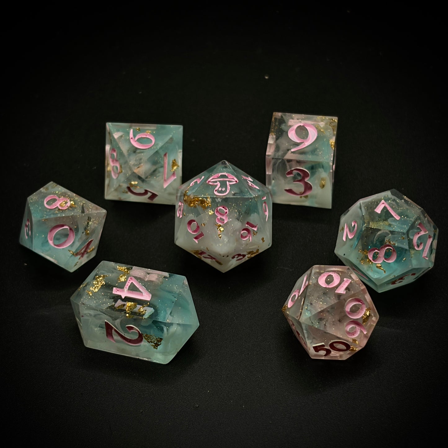 Faewild Swim (7 piece polyhedral hand made dice set)