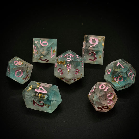 Faewild Swim (7 piece polyhedral hand made dice set)