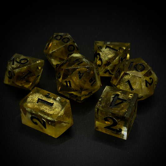 Gilded Slime (7 piece polyhedral hand made dice set)