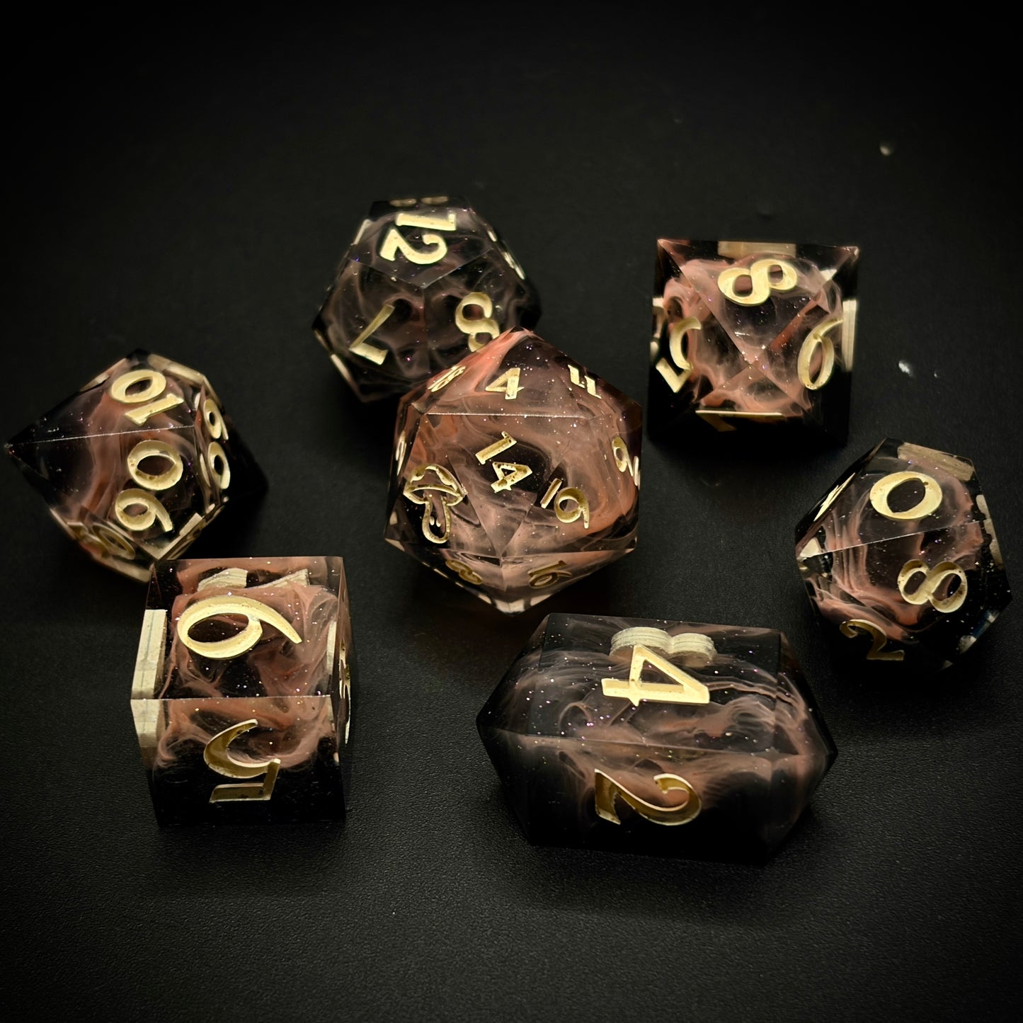 Gum-46 Nebula (7 piece polyhedral hand made dice set)