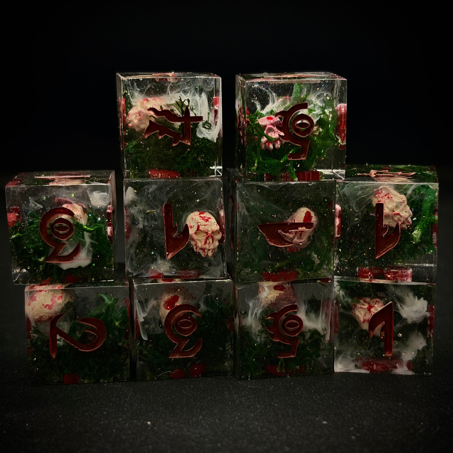 Orc Graveyard (10d6 handmade dice set)
