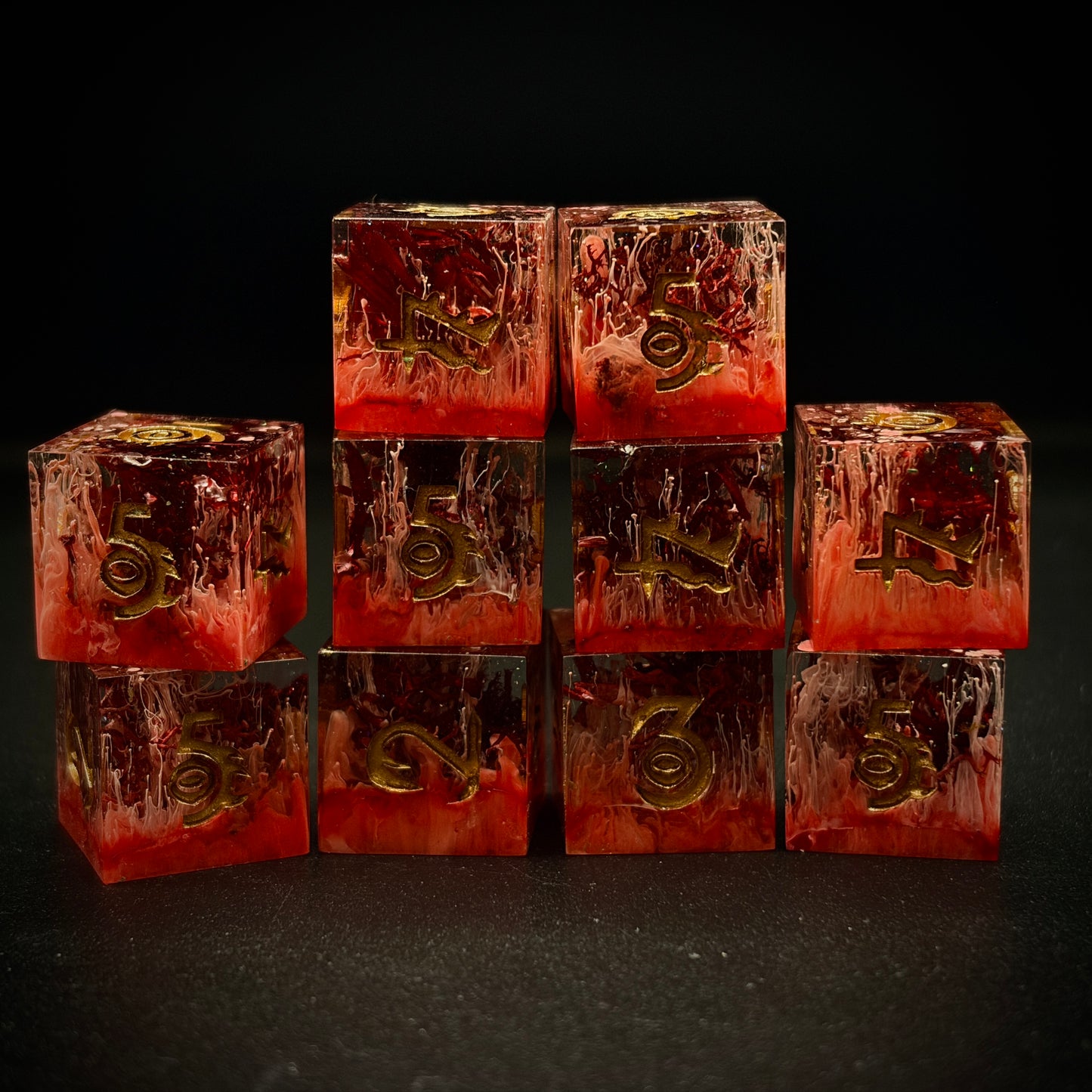 The Creeping Crimson (10d6 handmade dice set)