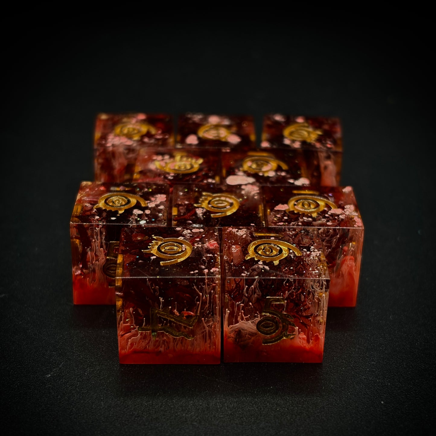 The Creeping Crimson (10d6 handmade dice set)