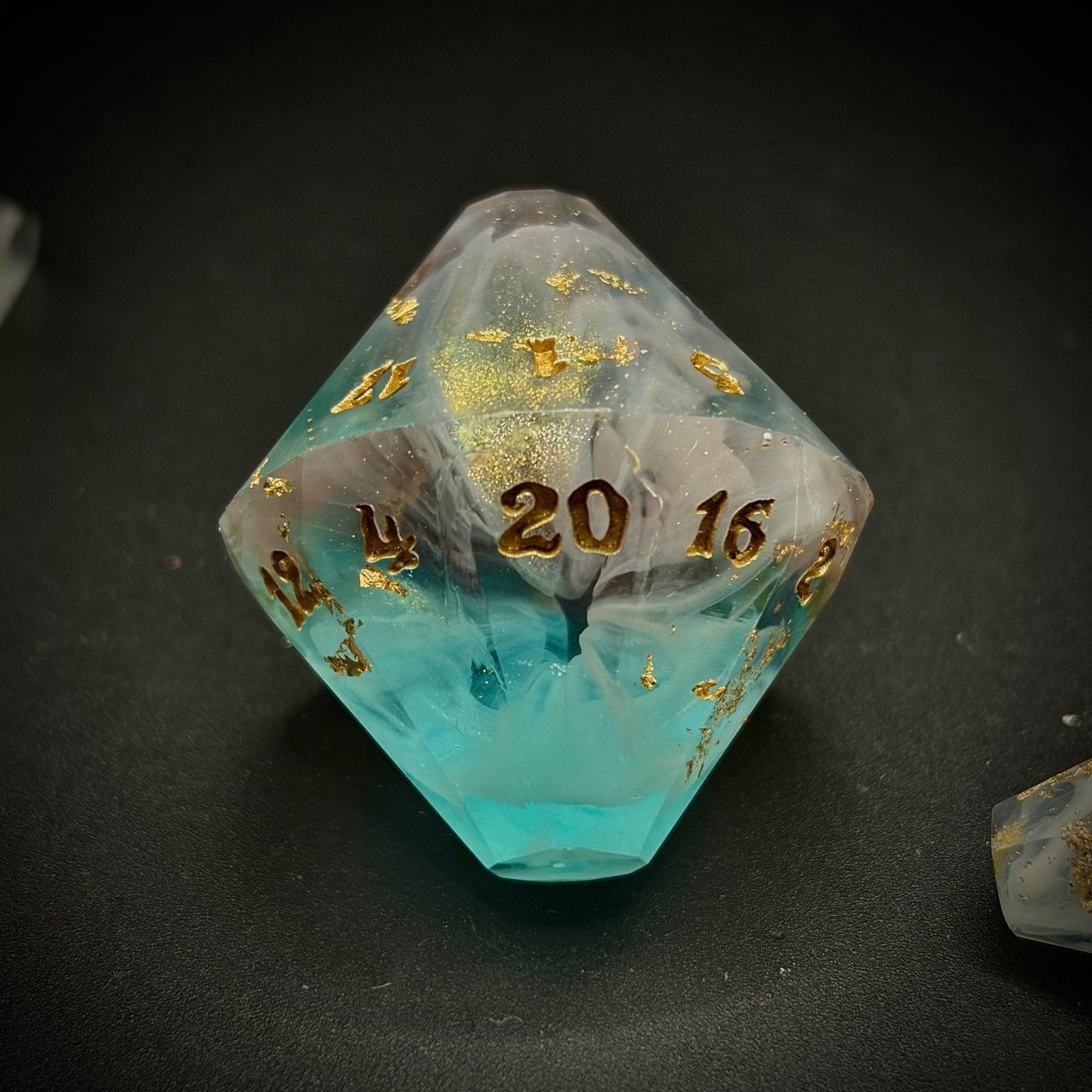 Glimmering Gemstones (7 piece coffin style hand made dice set)
