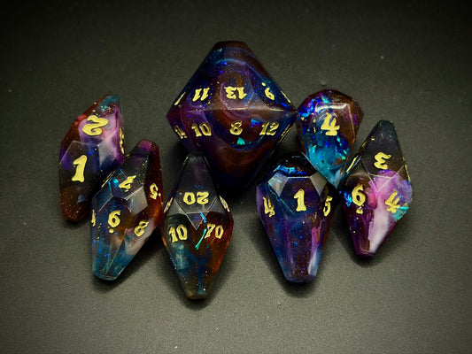 Astral Voyager (7 piece coffin style hand made dice set)