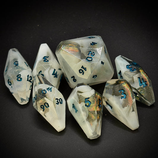 Spectral Lavalamp (7 piece coffin style hand made dice set)