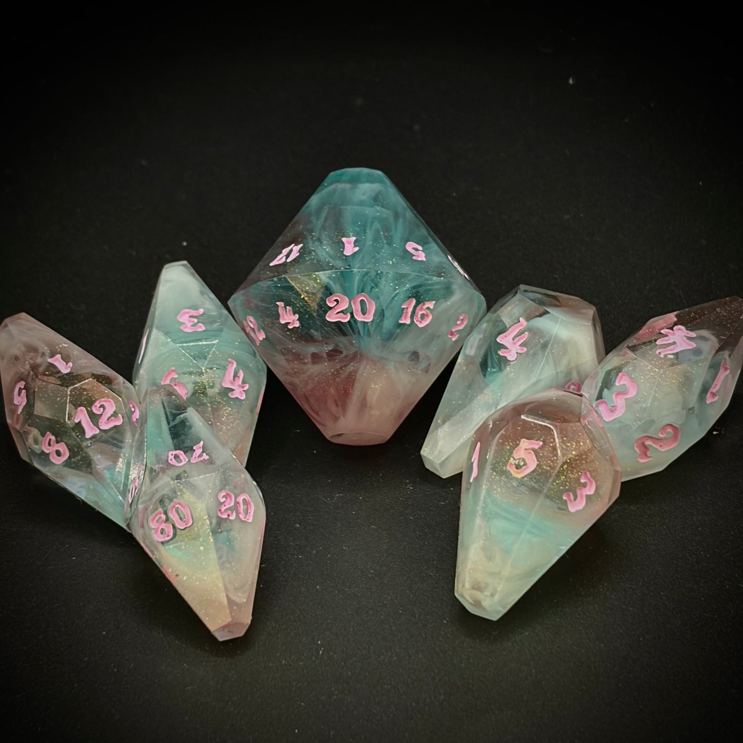 Twinkle Portal (7 piece coffin style hand made dice set)