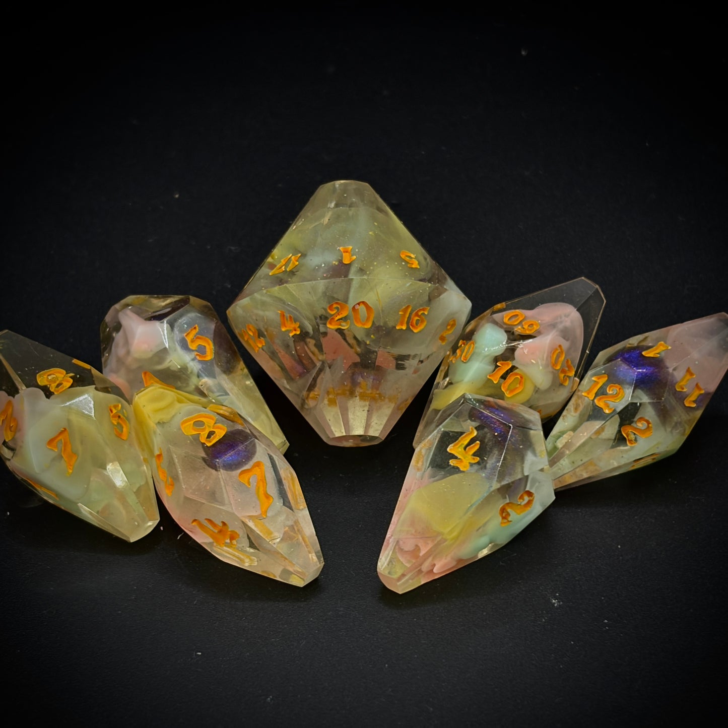 Artistic Corruption (7 piece coffin style hand made dice set)