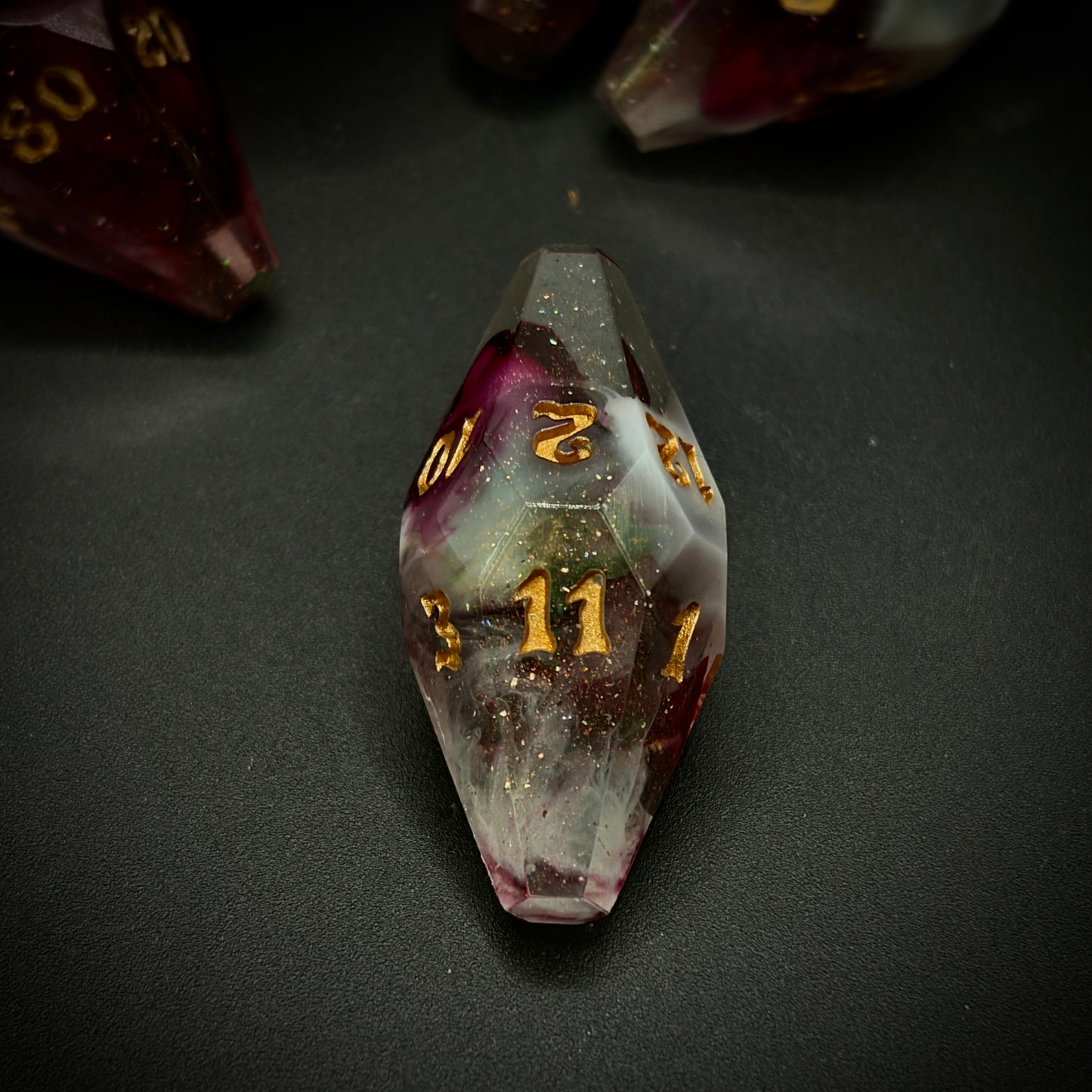 Bloodstained Ether (7 piece coffin style hand made dice set)
