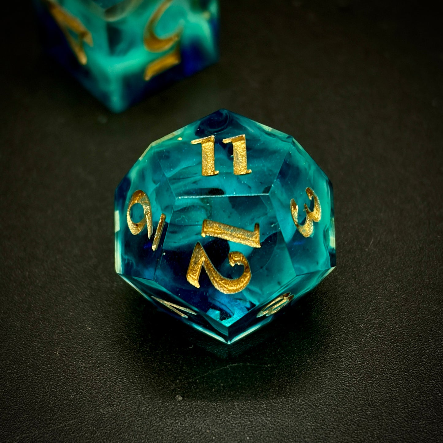 Cursed Treasure (7 piece polyhedral hand made dice set)