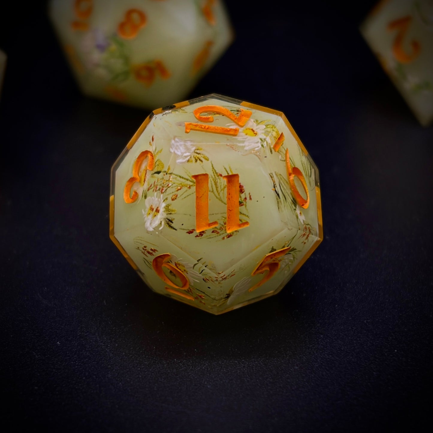 Awakened Spring (7 piece polyhedral hand made dice set)