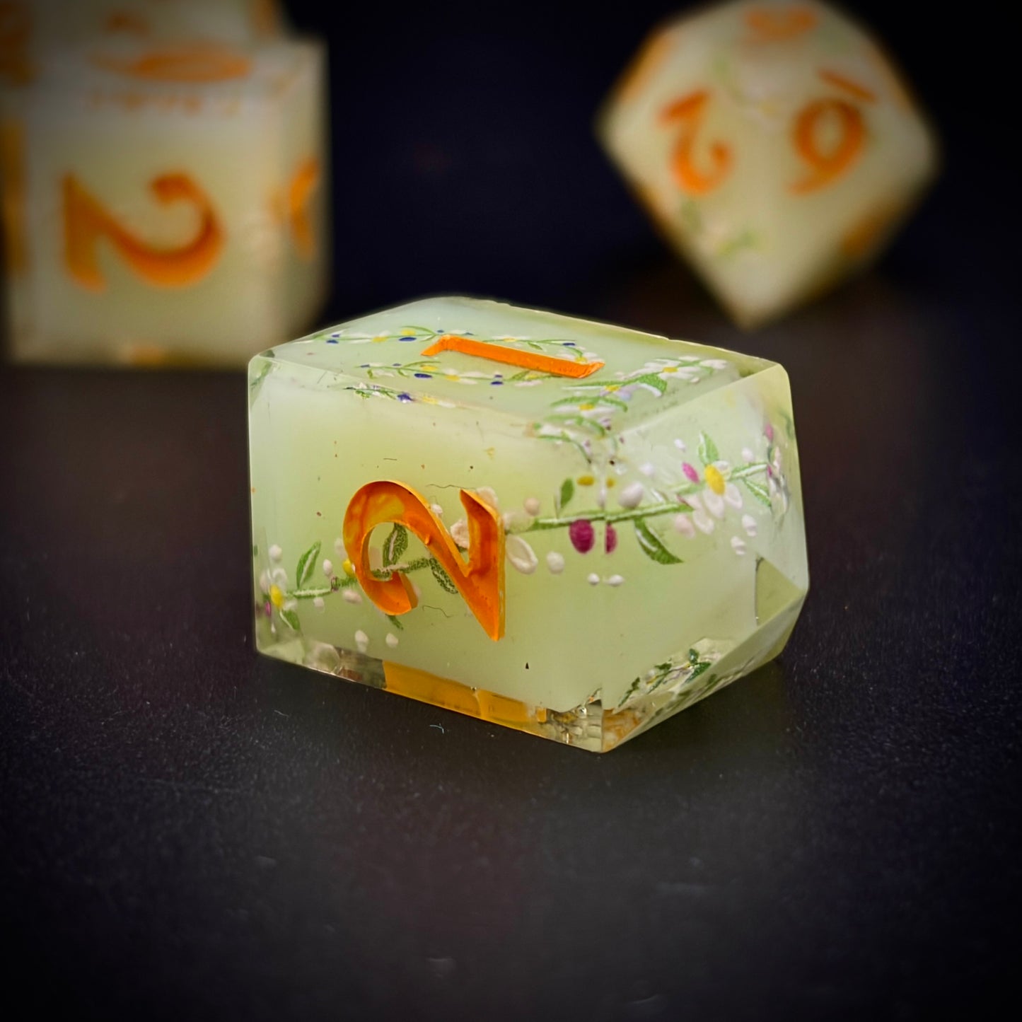Awakened Spring (7 piece polyhedral hand made dice set)