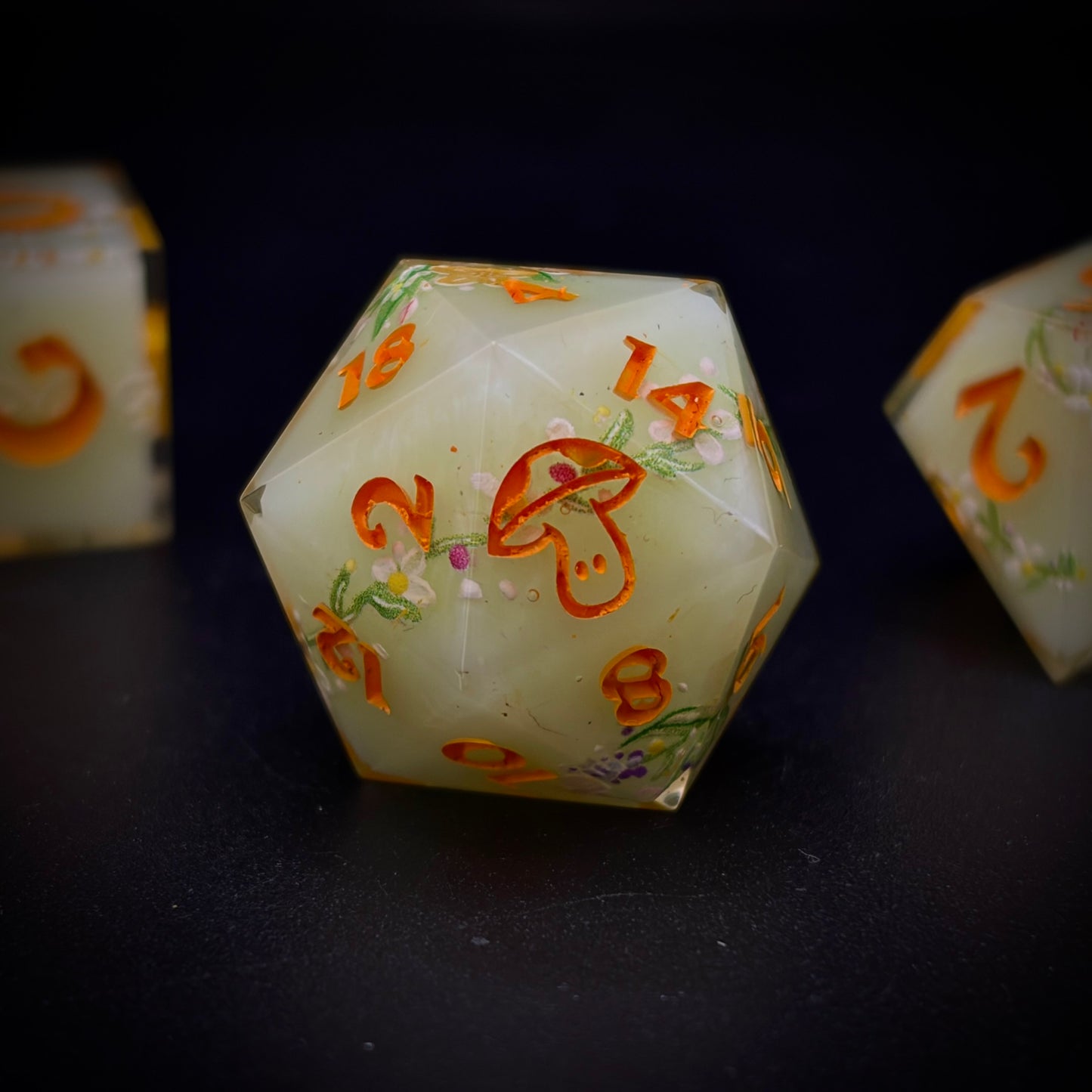 Awakened Spring (7 piece polyhedral hand made dice set)