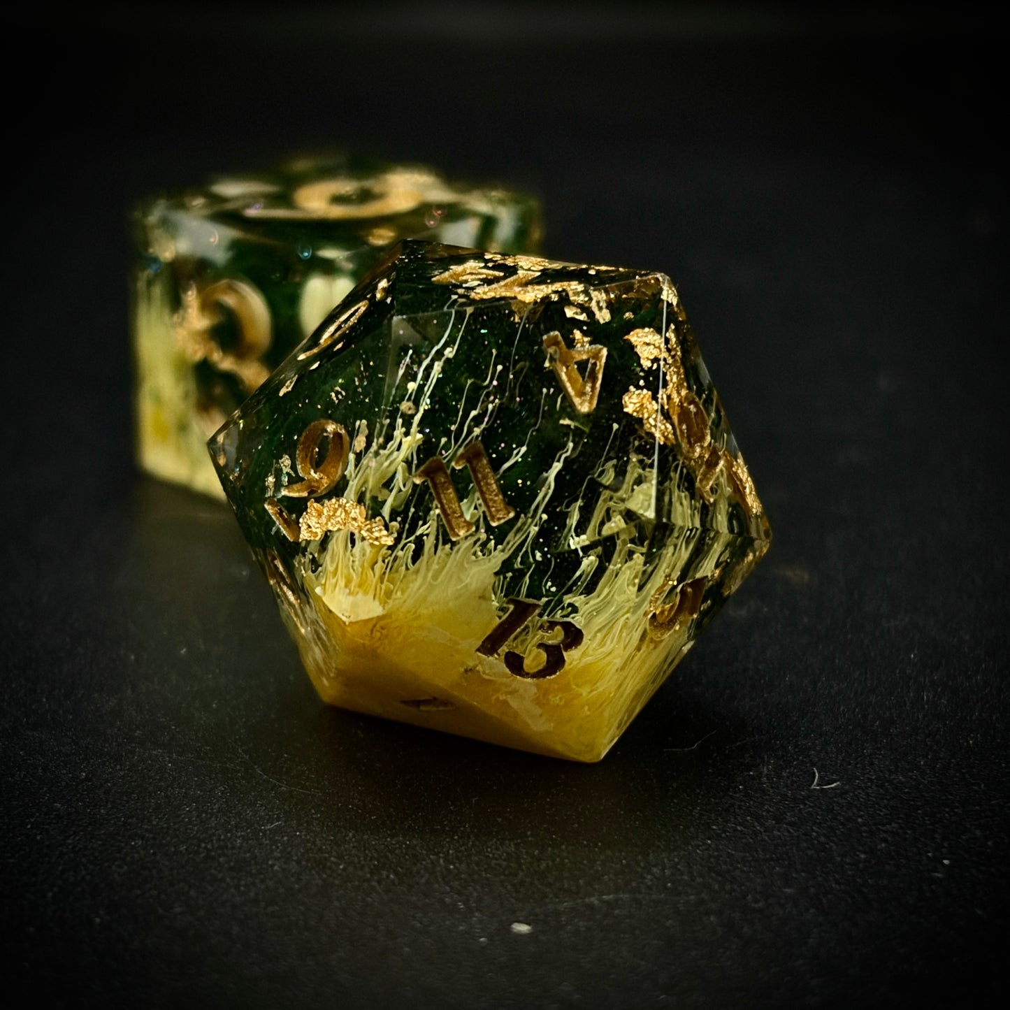 Creeping Surge (7 piece polyhedral hand made dice set)