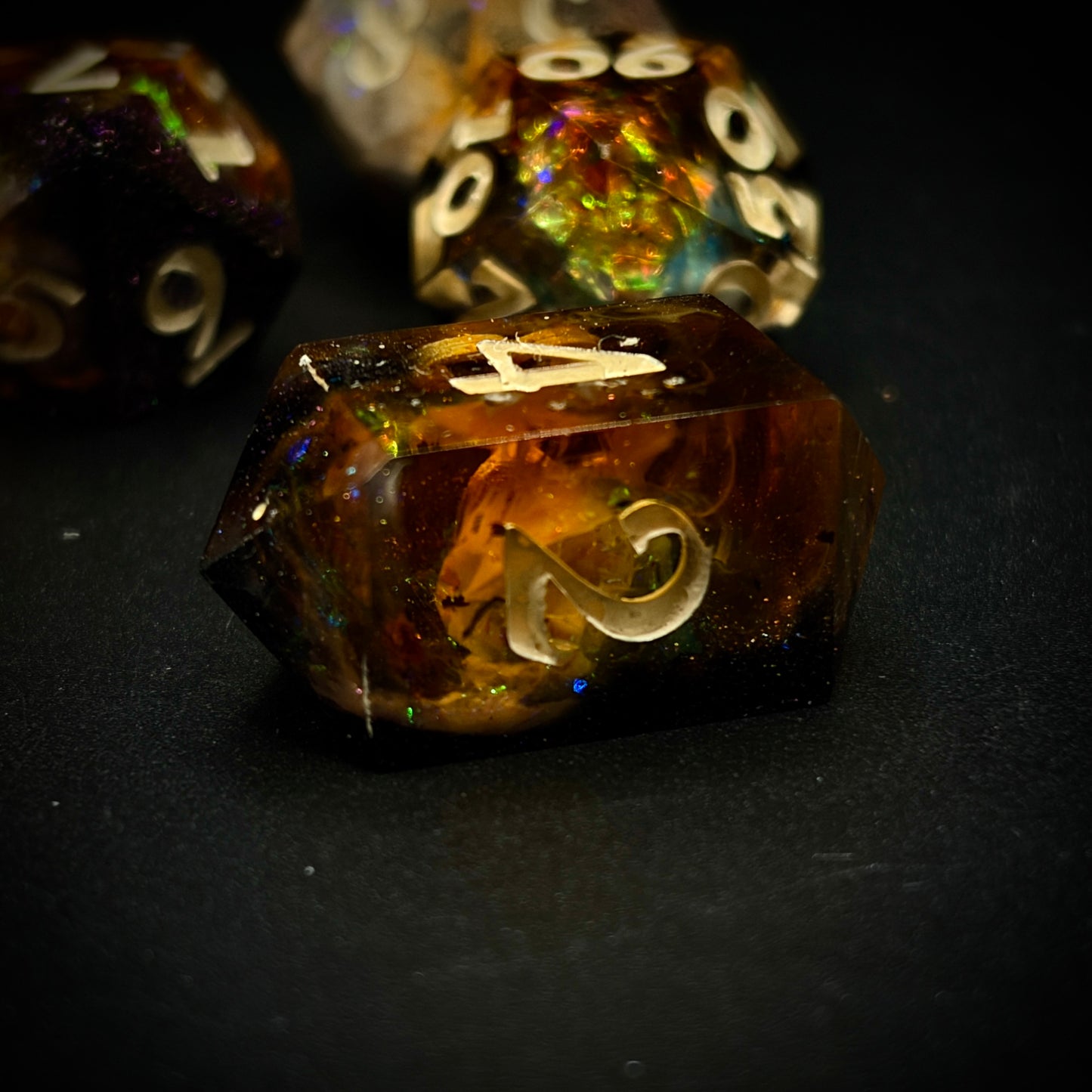 Infernal Deepspace (7 piece polyhedral hand made dice set)