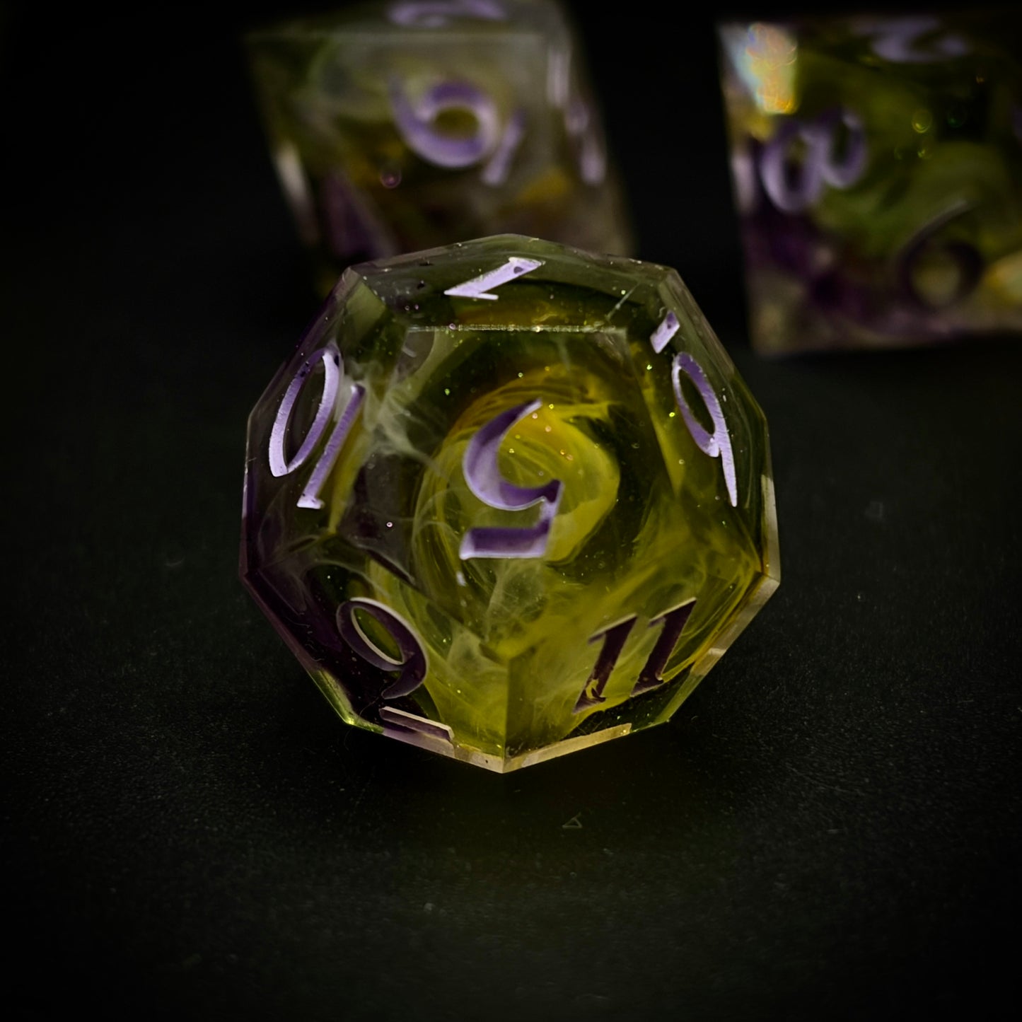 Magick of the Marshes (7 piece polyhedral hand made dice set)