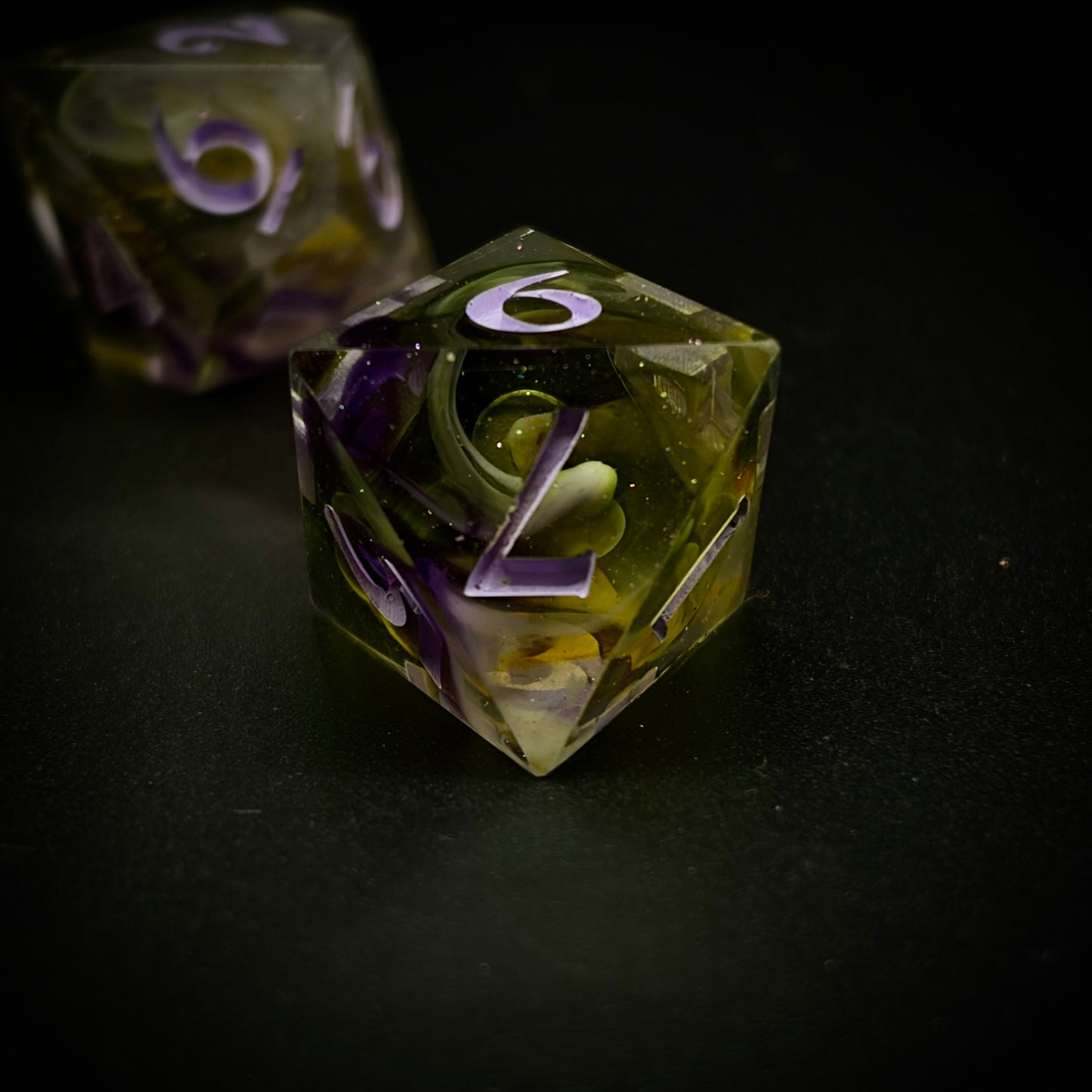 Magick of the Marshes (7 piece polyhedral hand made dice set)