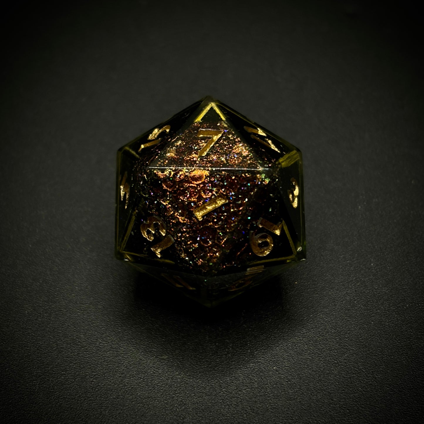 Emerald Dragon Hoard (7 piece polyhedral hand made dice set)