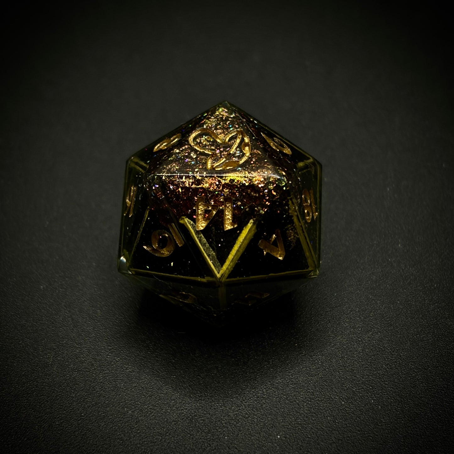 Emerald Dragon Hoard (7 piece polyhedral hand made dice set)