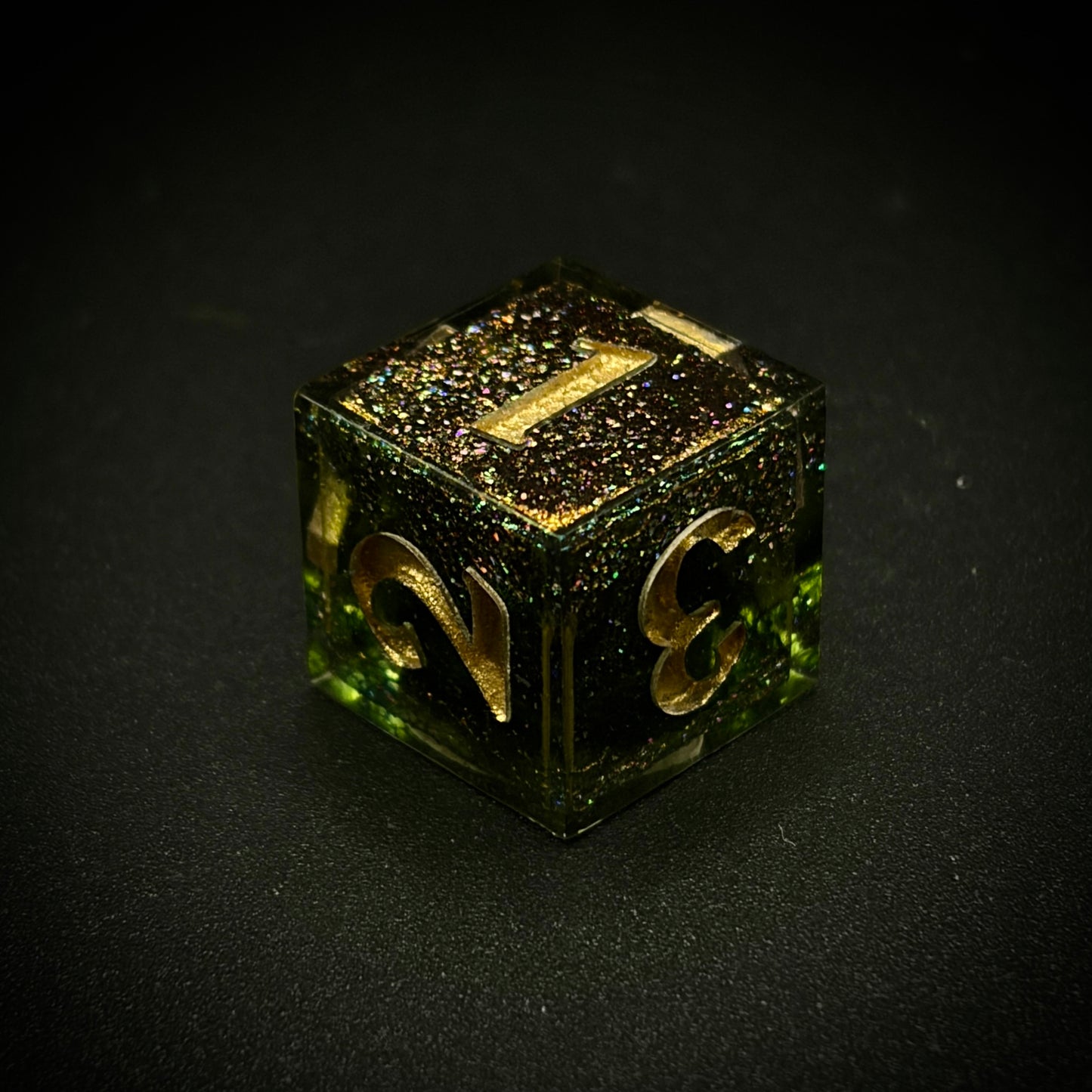 Emerald Dragon Hoard (7 piece polyhedral hand made dice set)