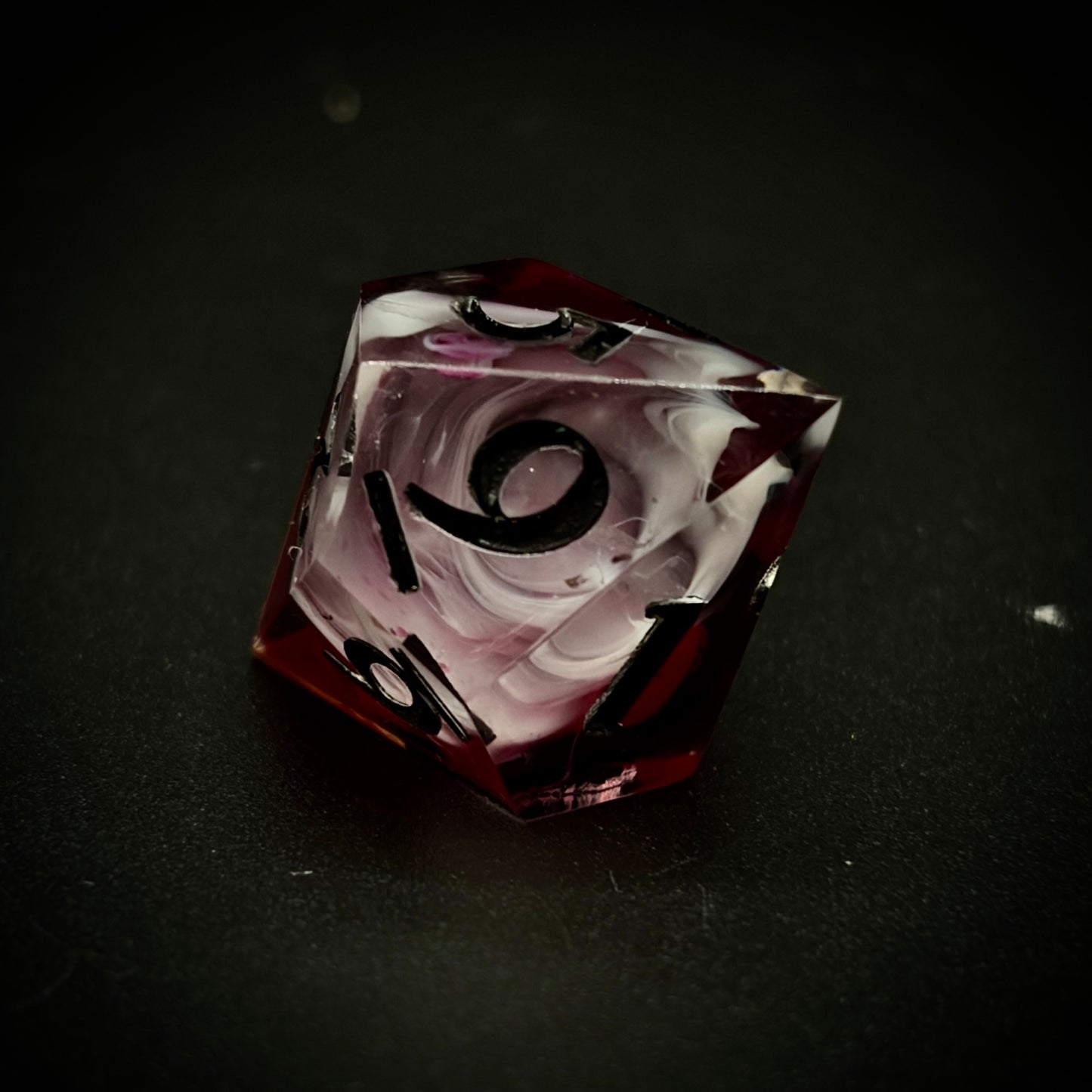 Vampiric Milkshake (7 piece polyhedral hand made dice set)
