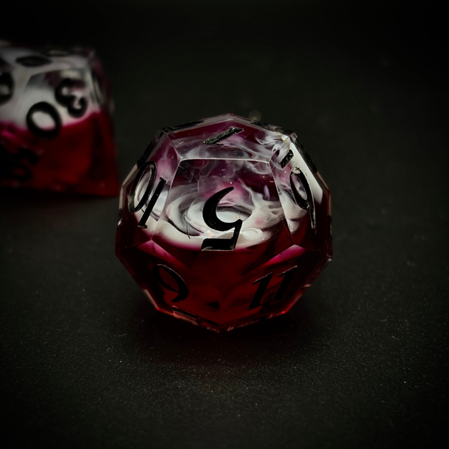 Vampiric Milkshake (7 piece polyhedral hand made dice set)