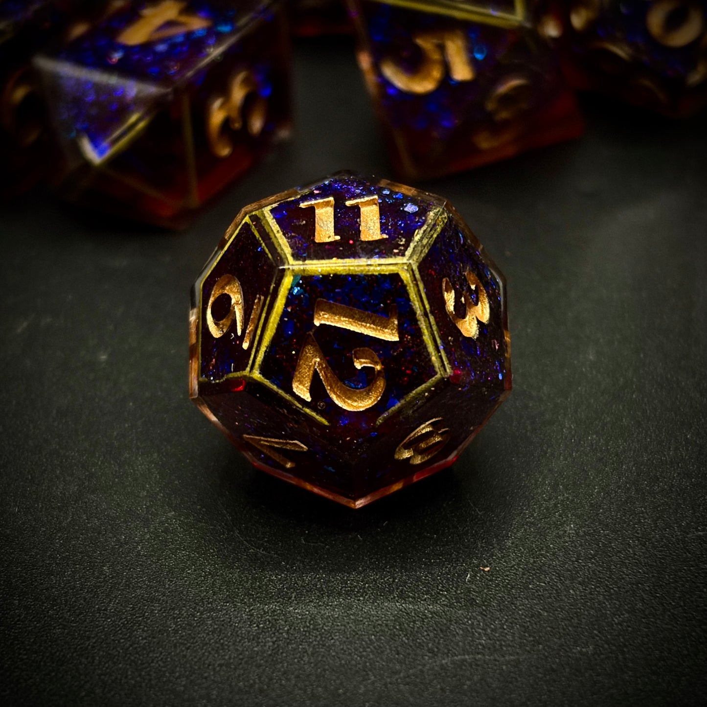 Royal Emberdrake (7 piece polyhedral hand made dice set)