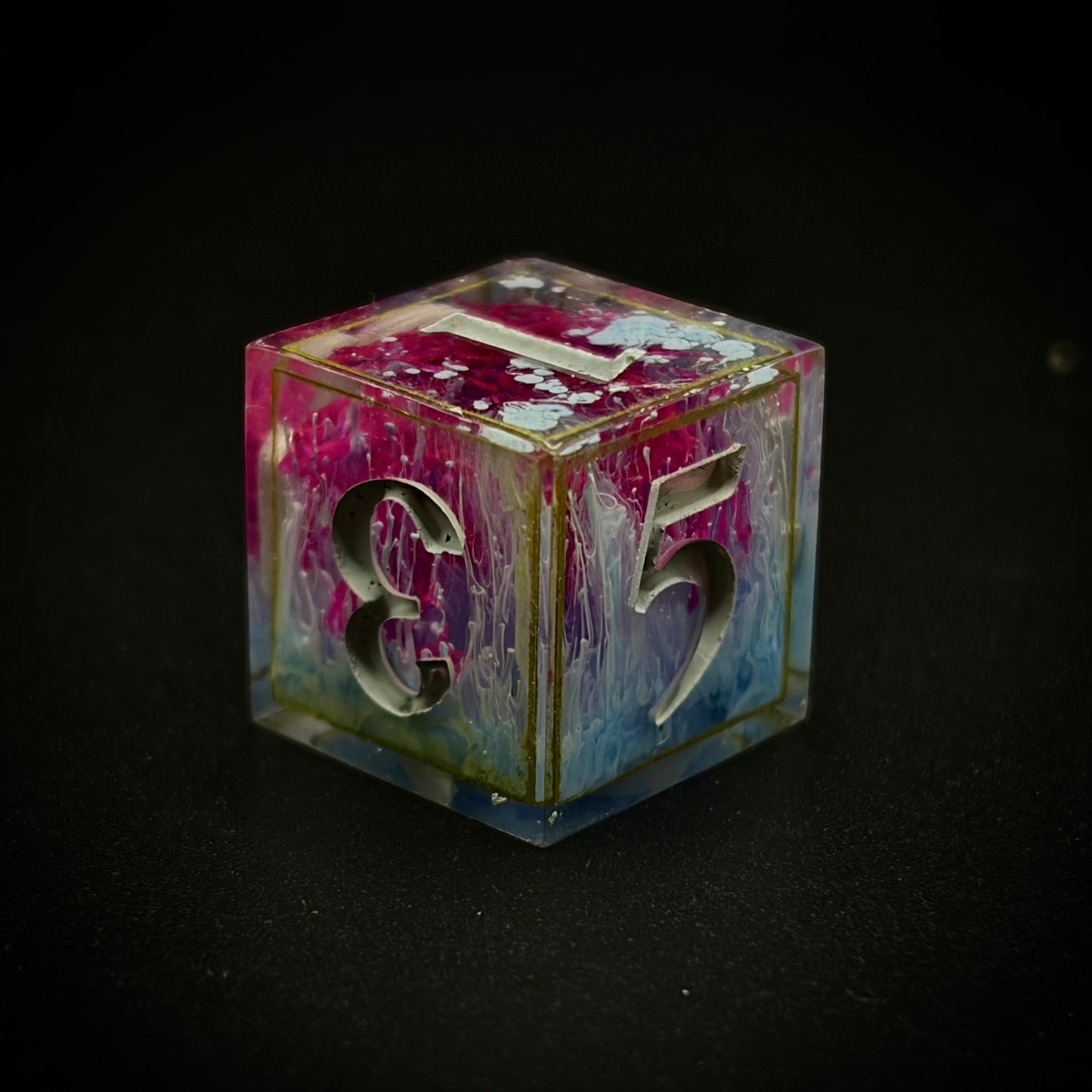 Caught in a Wild Magic Reef (7 piece polyhedral handmade dice set)
