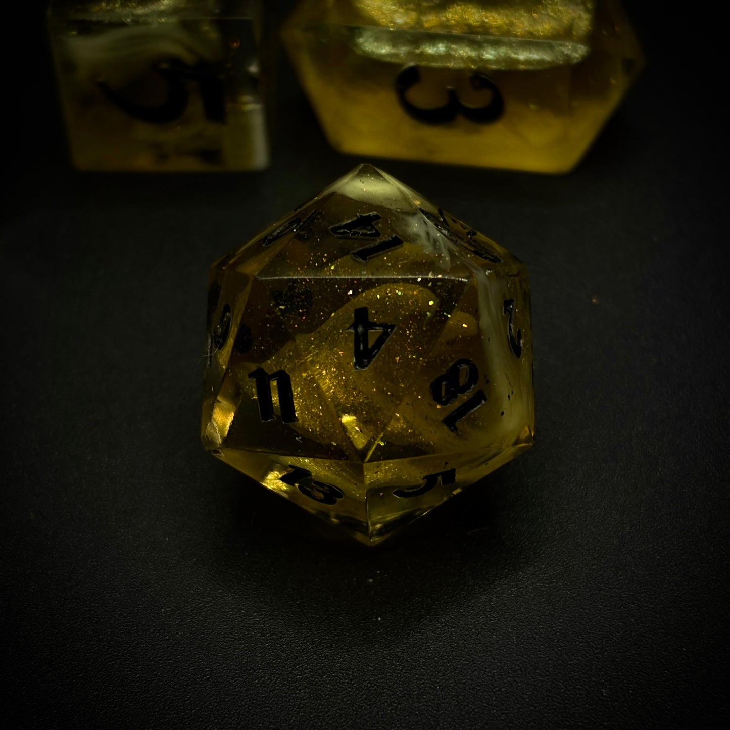 Gilded Slime (7 piece polyhedral hand made dice set)