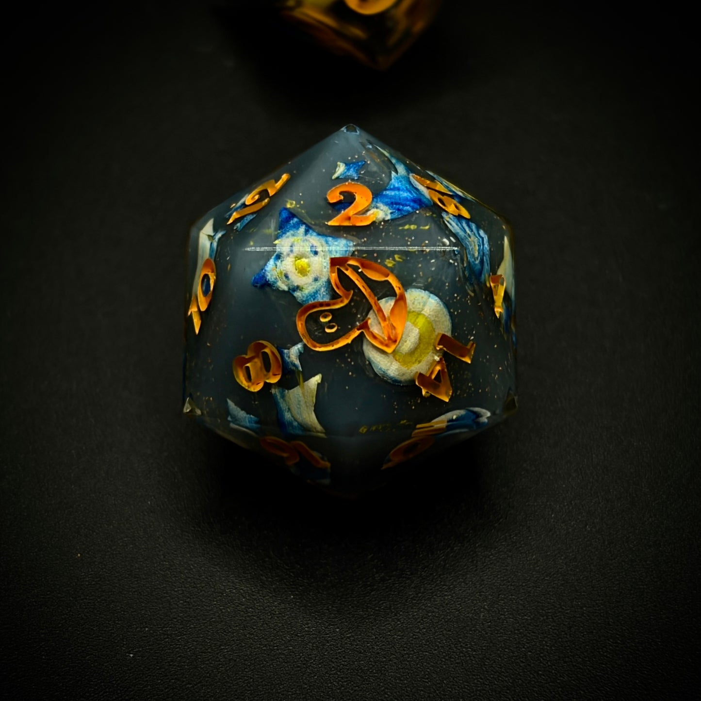 Caelestis Noctis (7 piece polyhedral hand made dice set)