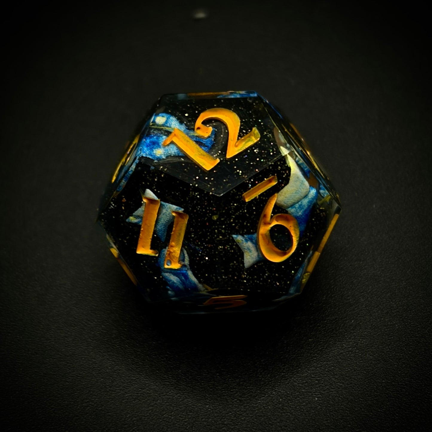 Caelestis Noctis (7 piece polyhedral hand made dice set)