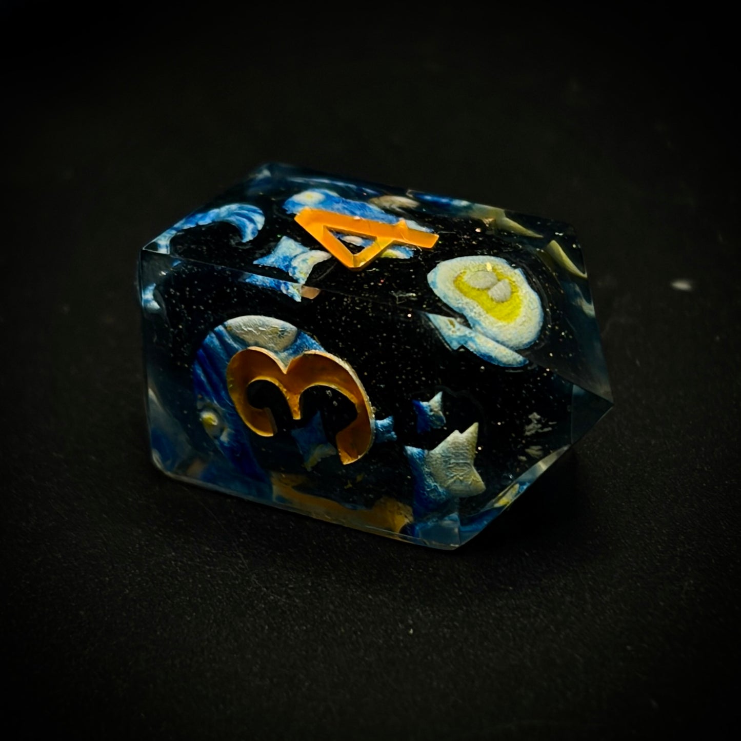 Caelestis Noctis (7 piece polyhedral hand made dice set)