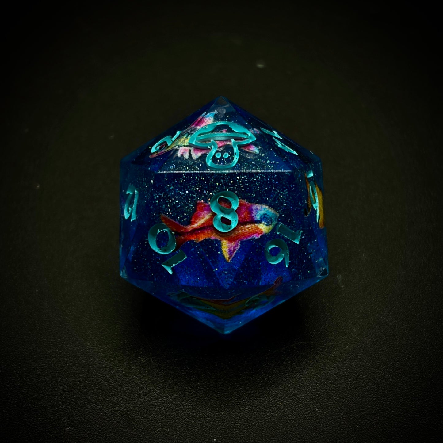 Le Fish (7 piece polyhedral handmade dice set)