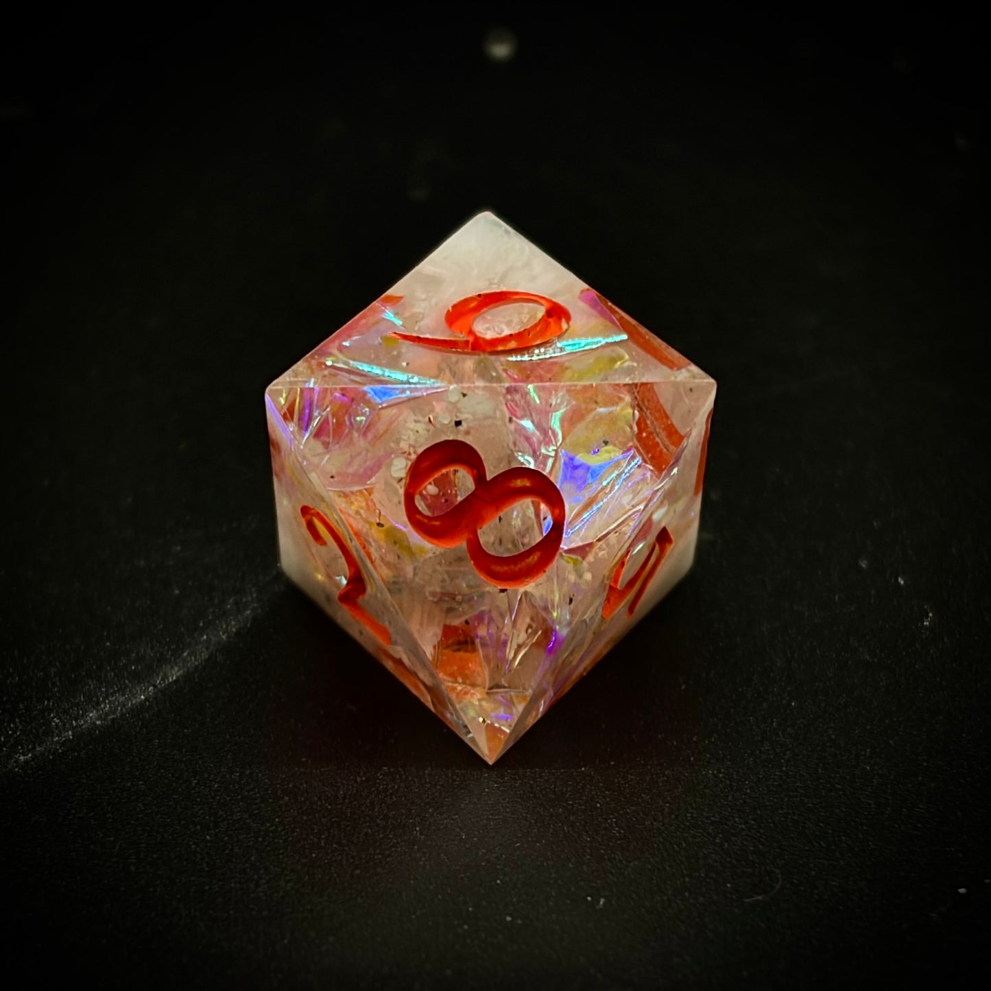 Burning Opal (7 piece polyhedral hand made dice set)