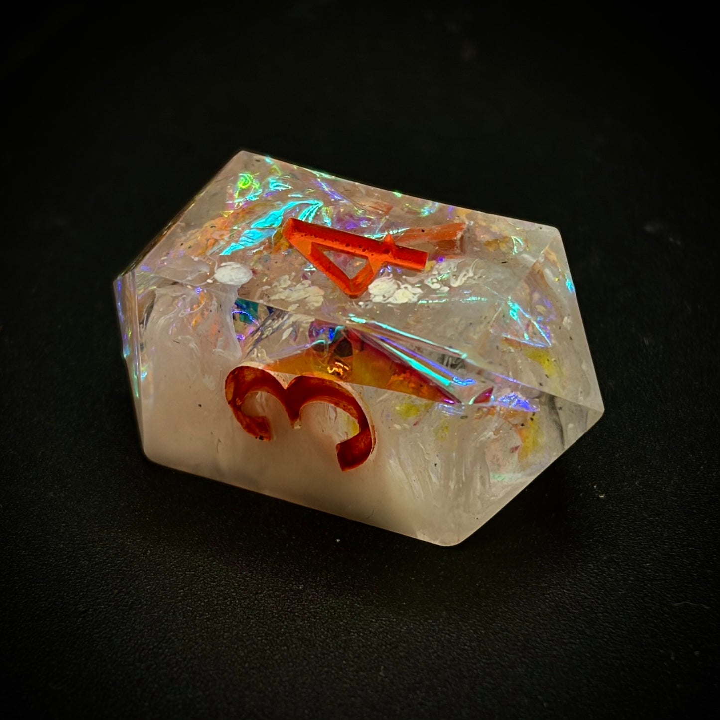 Burning Opal (7 piece polyhedral hand made dice set)