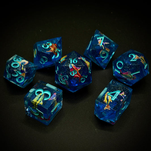Le Fish (7 piece polyhedral handmade dice set)