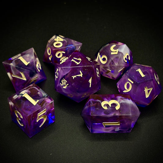 Purple Haze (7 piece polyhedral hand made dice set)