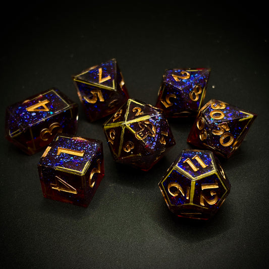 Royal Emberdrake (7 piece polyhedral hand made dice set)
