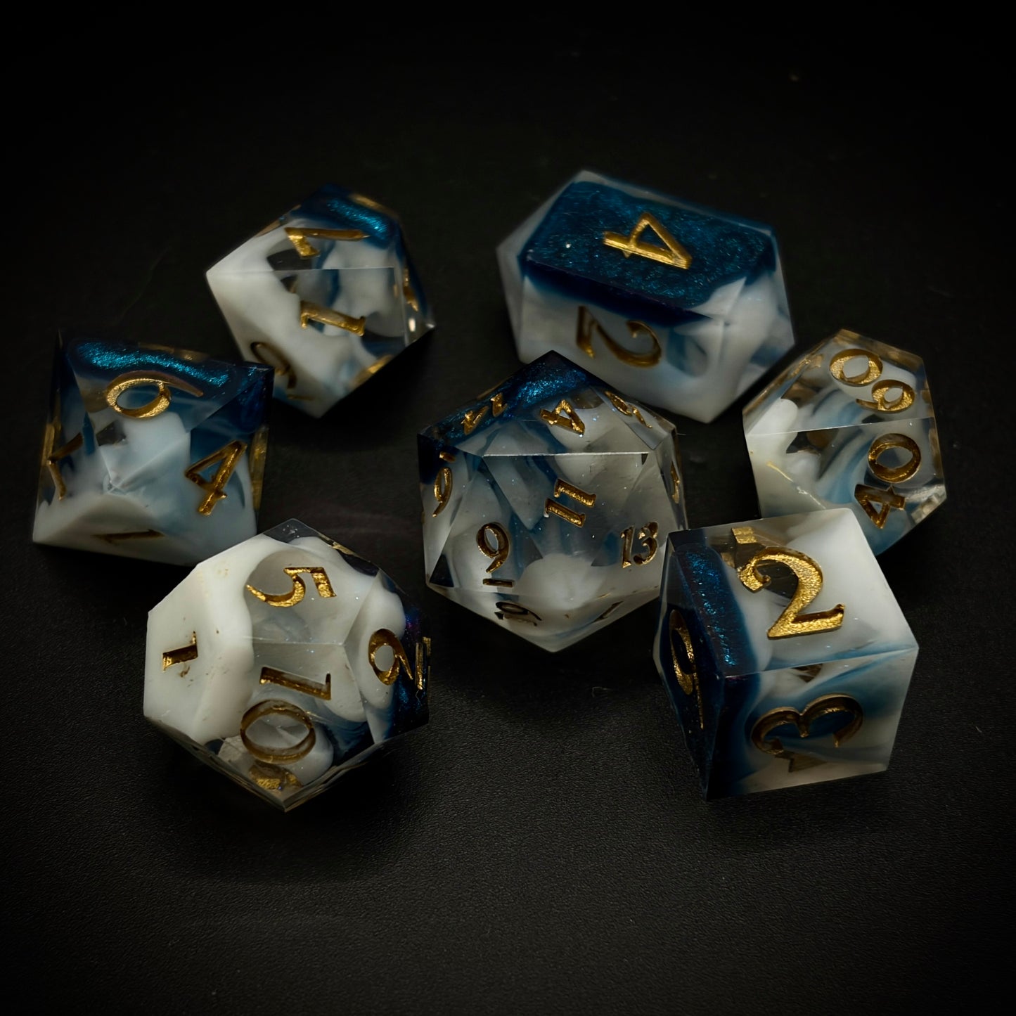 Tempest Walker (7 piece polyhedral hand made dice set)