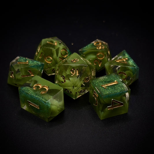 Virulent Ooze (7 piece polyhedral hand made dice set)