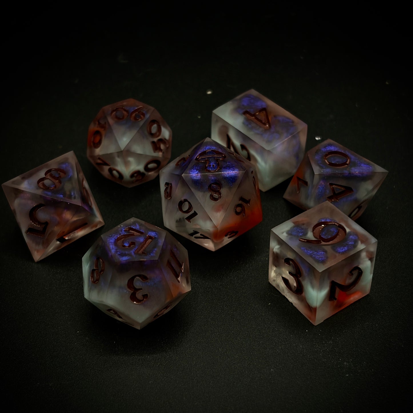 Wild Magic Seaglass (matte 7 piece polyhedral hand made dice set)